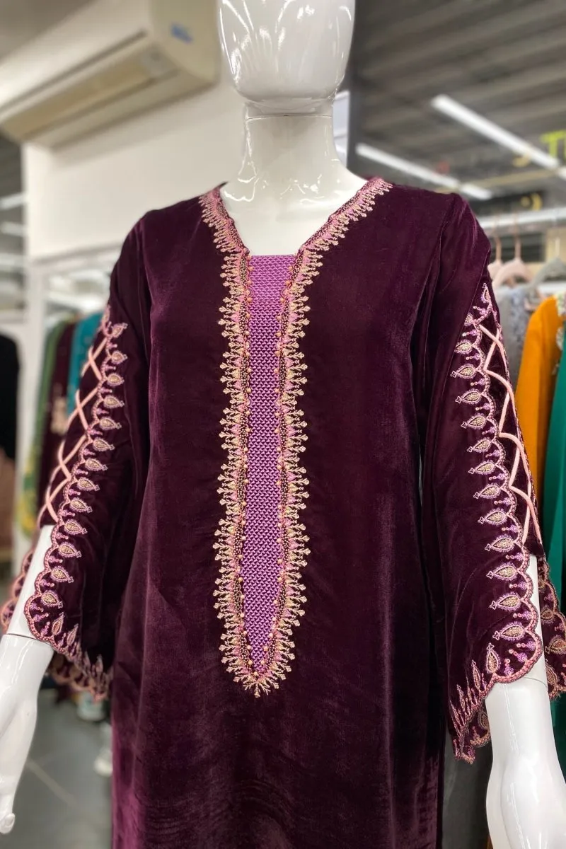 Mihrimah Embroidered Velvet Pakistani Kurta MIH62