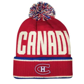 Montreal Canadiens NHL Outerstuff Youth Red Reissue Large Rib Cuff Pom Knit Hat