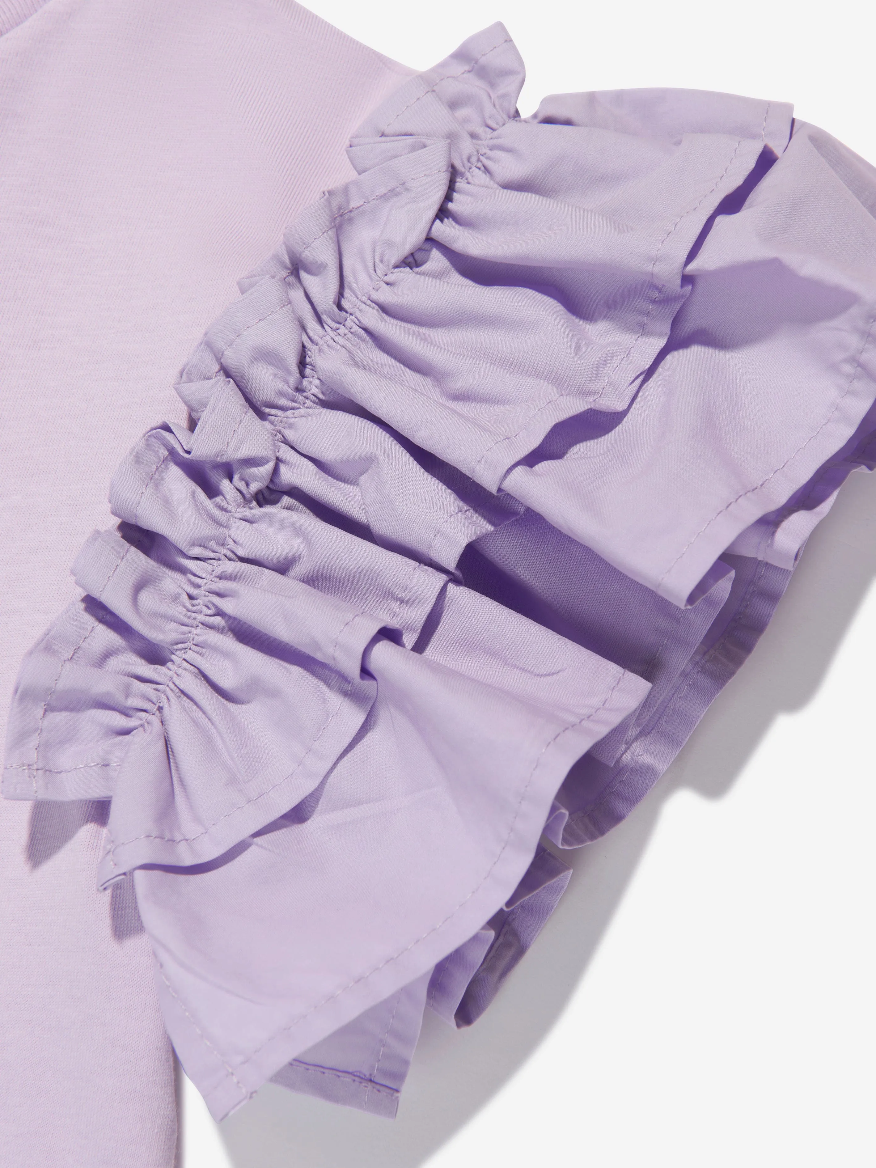 MSGM Girls Ruffle Sleeve T-Shirt Dress in Lilac