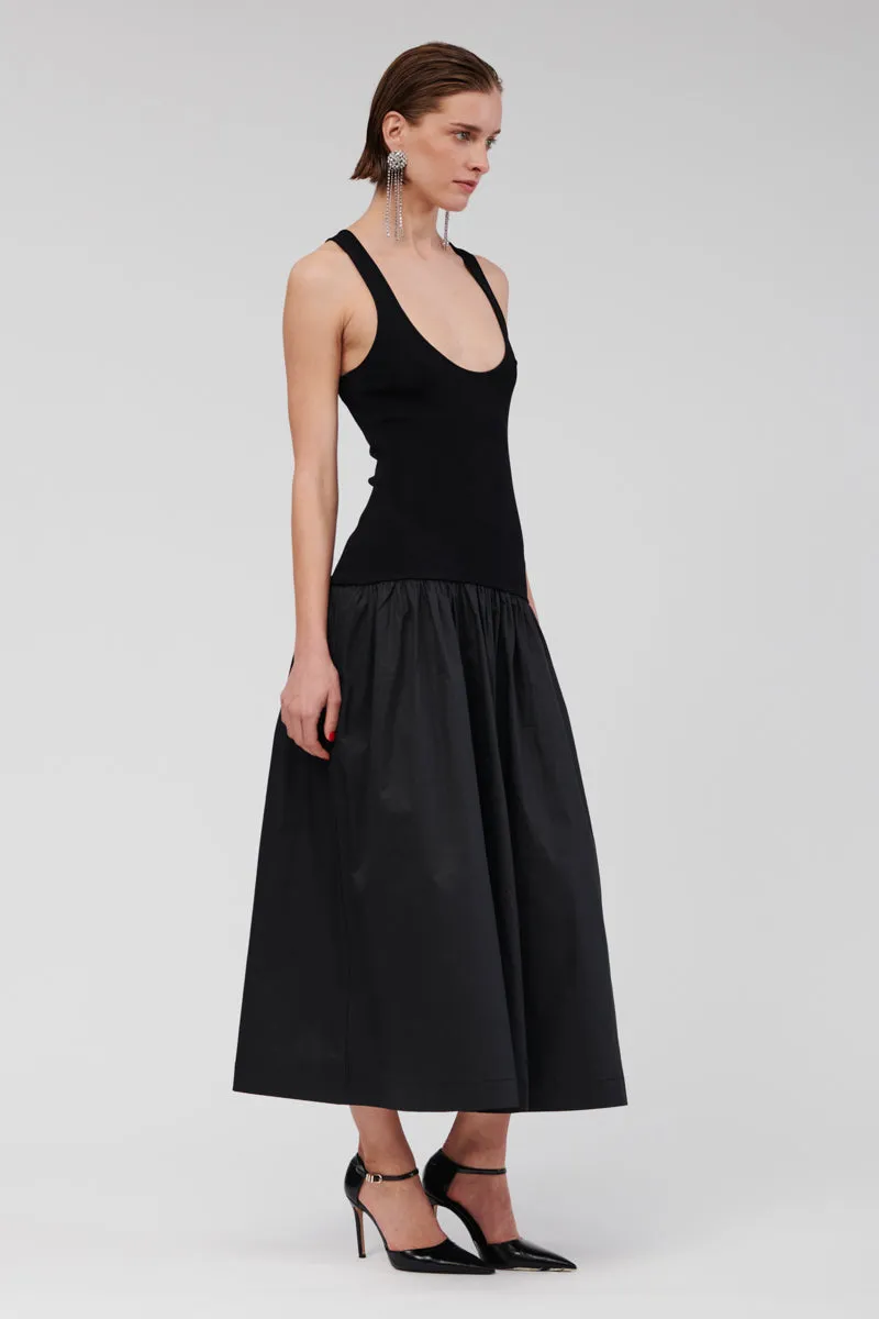 Naples Drop Waist Midi Dress - Black