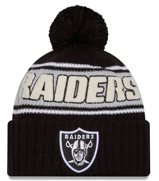 New Era Las Vegas Raiders Cold Weather Sport Pom Knit Beanie