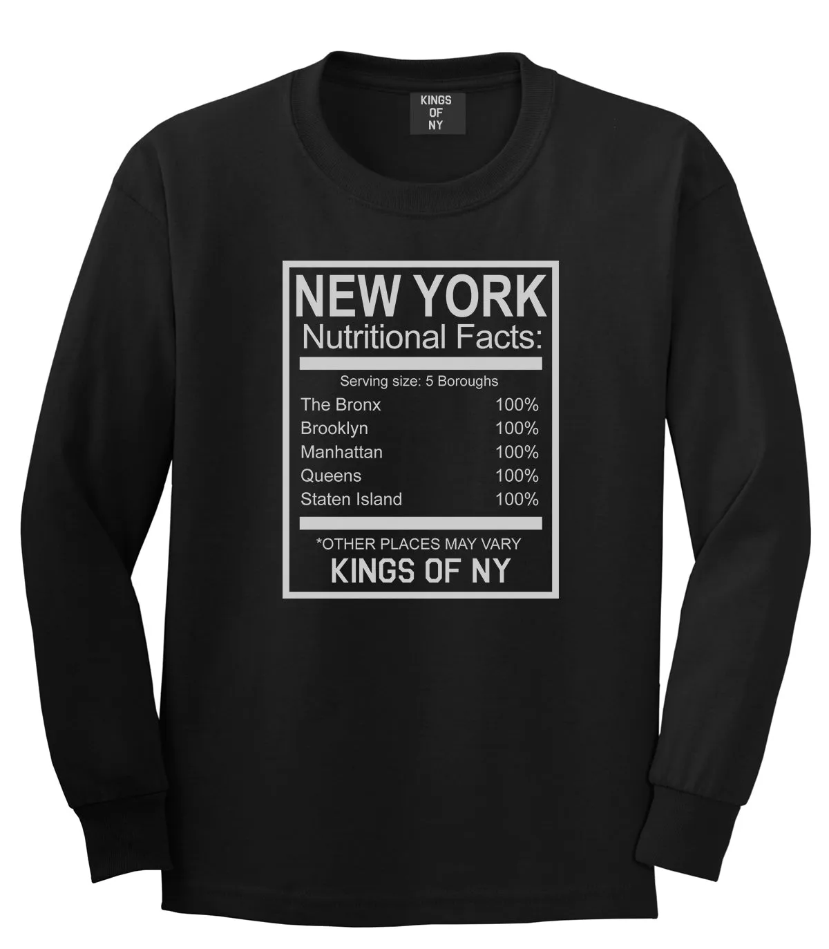 New York Nutritional Facts Long Sleeve T-Shirt