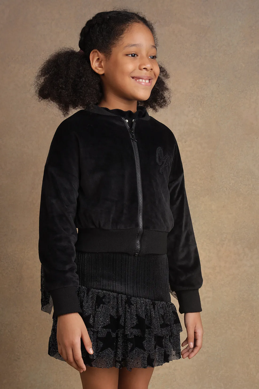 One Friday Kids Girls Black Crop Jacket