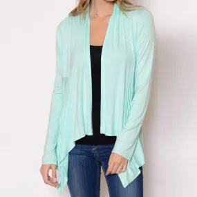 Open Draped Cardigan in Mint