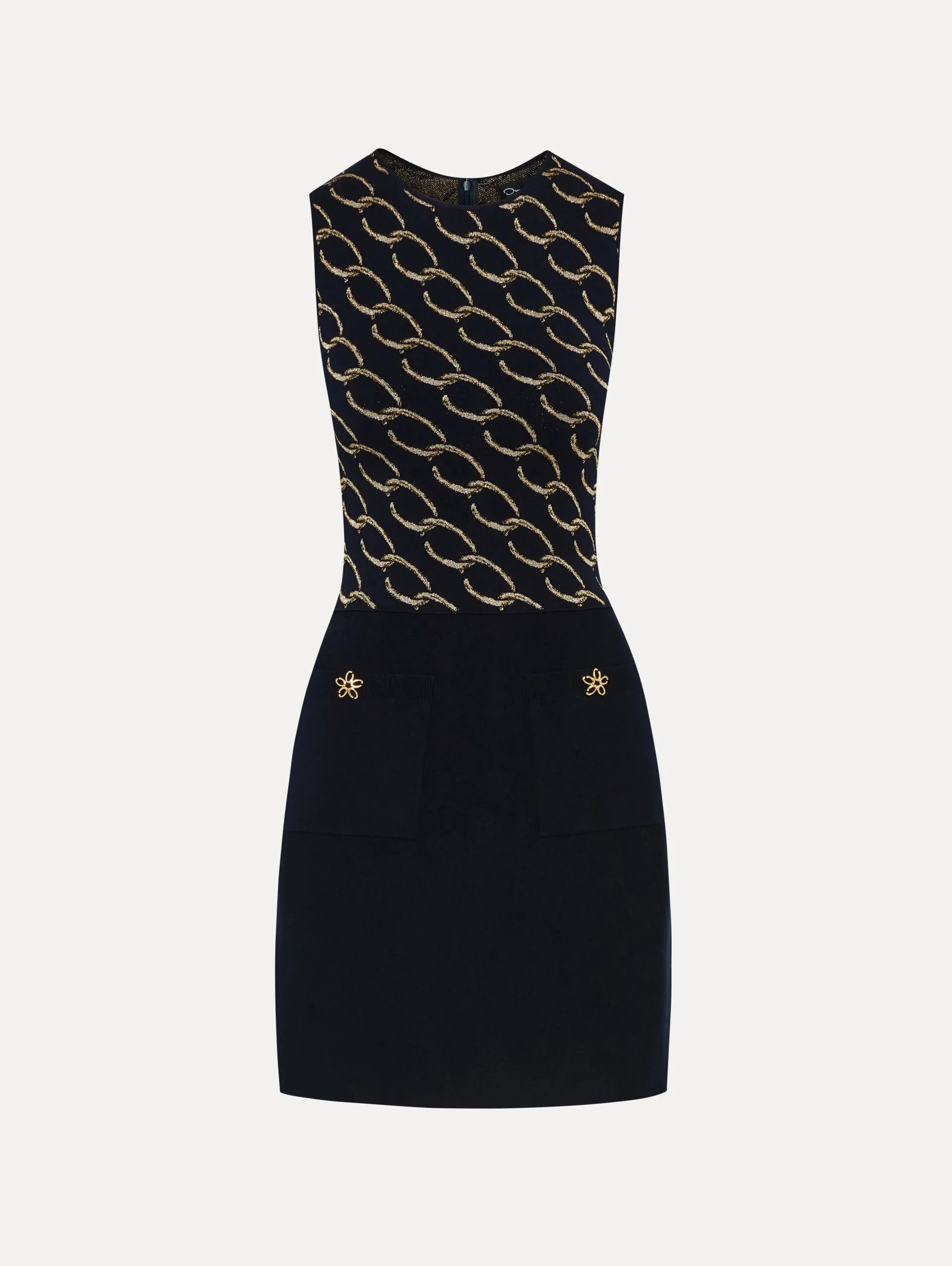 Oscar Chain-Link Knit Dress