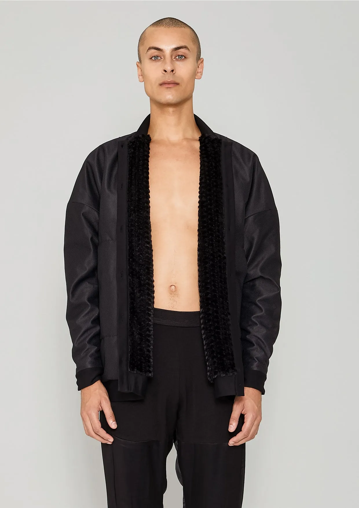 PILOT JACKET - WEATER CLOTH black / FUR LINING black