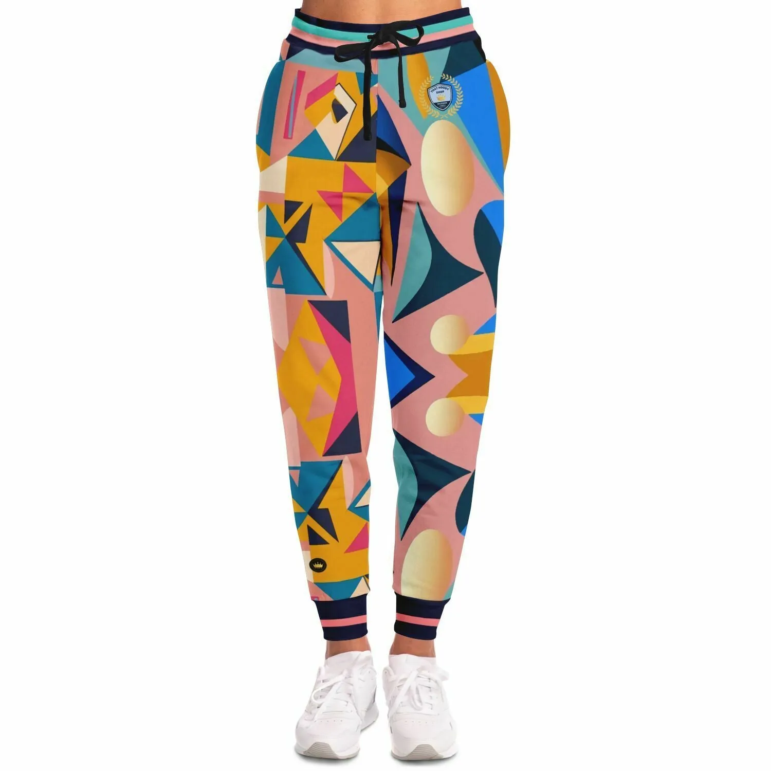 Pink Cubism Geo Print Eco-Poly Unisex Joggers