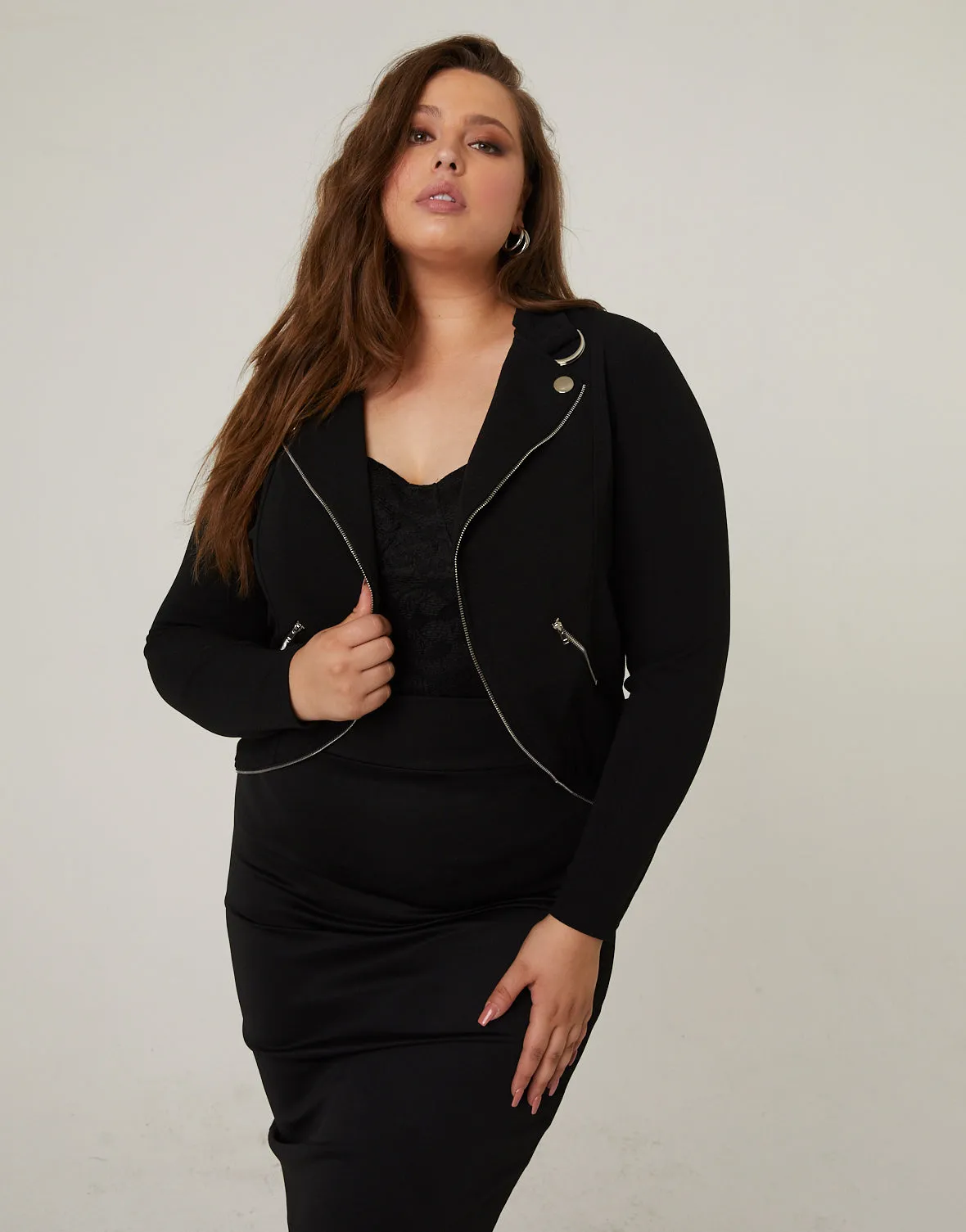 Plus Size Lightweight Zip Up Jacket