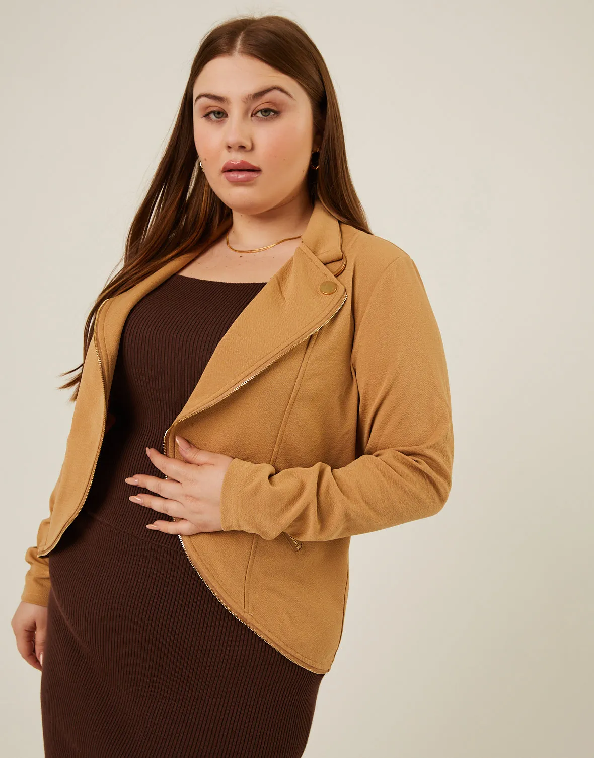 Plus Size Lightweight Zip Up Jacket