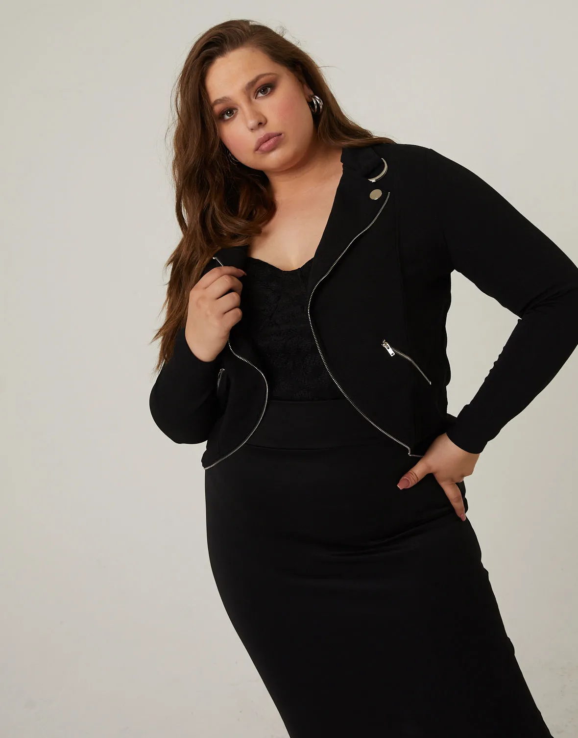 Plus Size Lightweight Zip Up Jacket