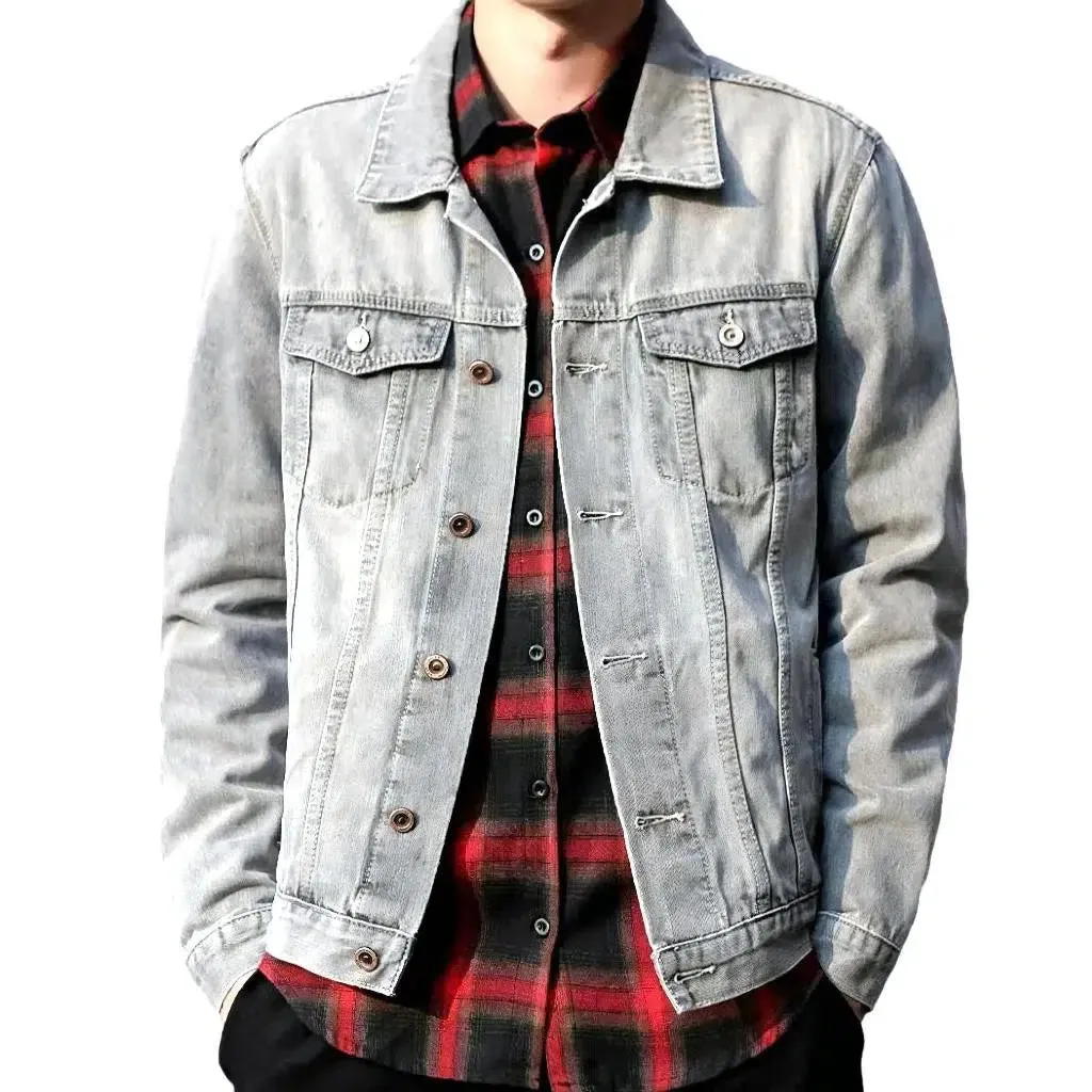 Regular sanded jeans jacket
 for men