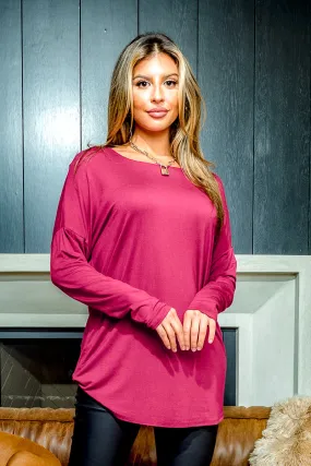 Relaxed Fit Drop Shoulder Long Sleeve Scoop Neck T-Shirt* (MT5003)