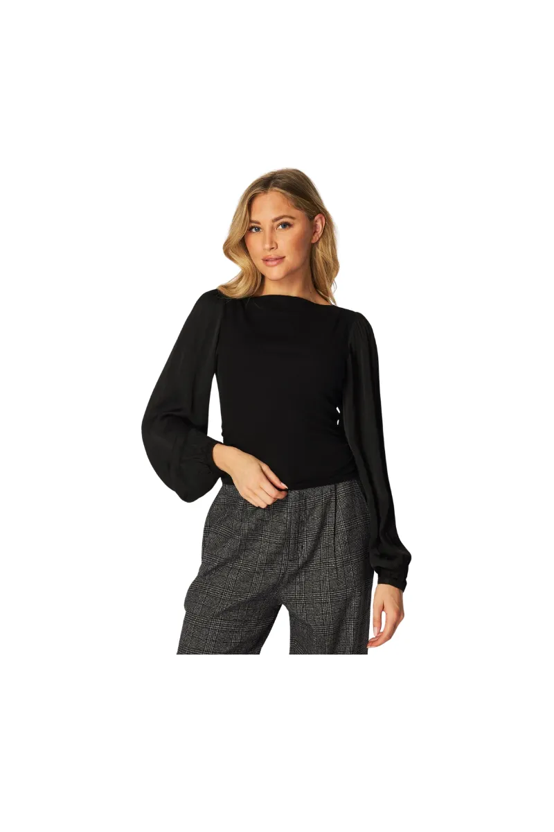 Ruched Waist Flowny Sleeve Top