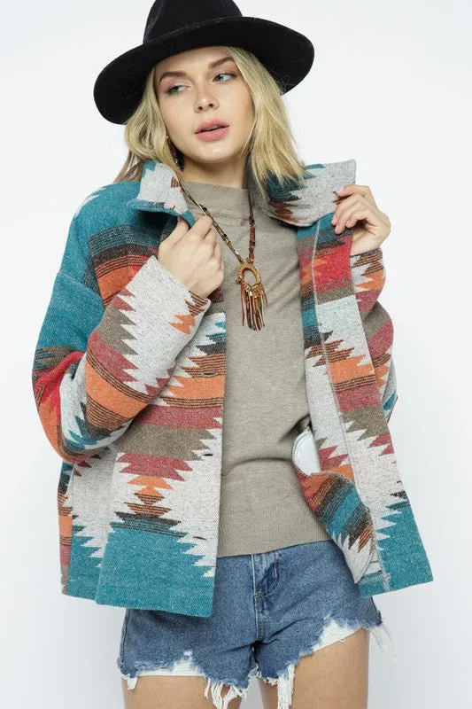 Soft Comfy Lightweight Aztec Pattern Jacket