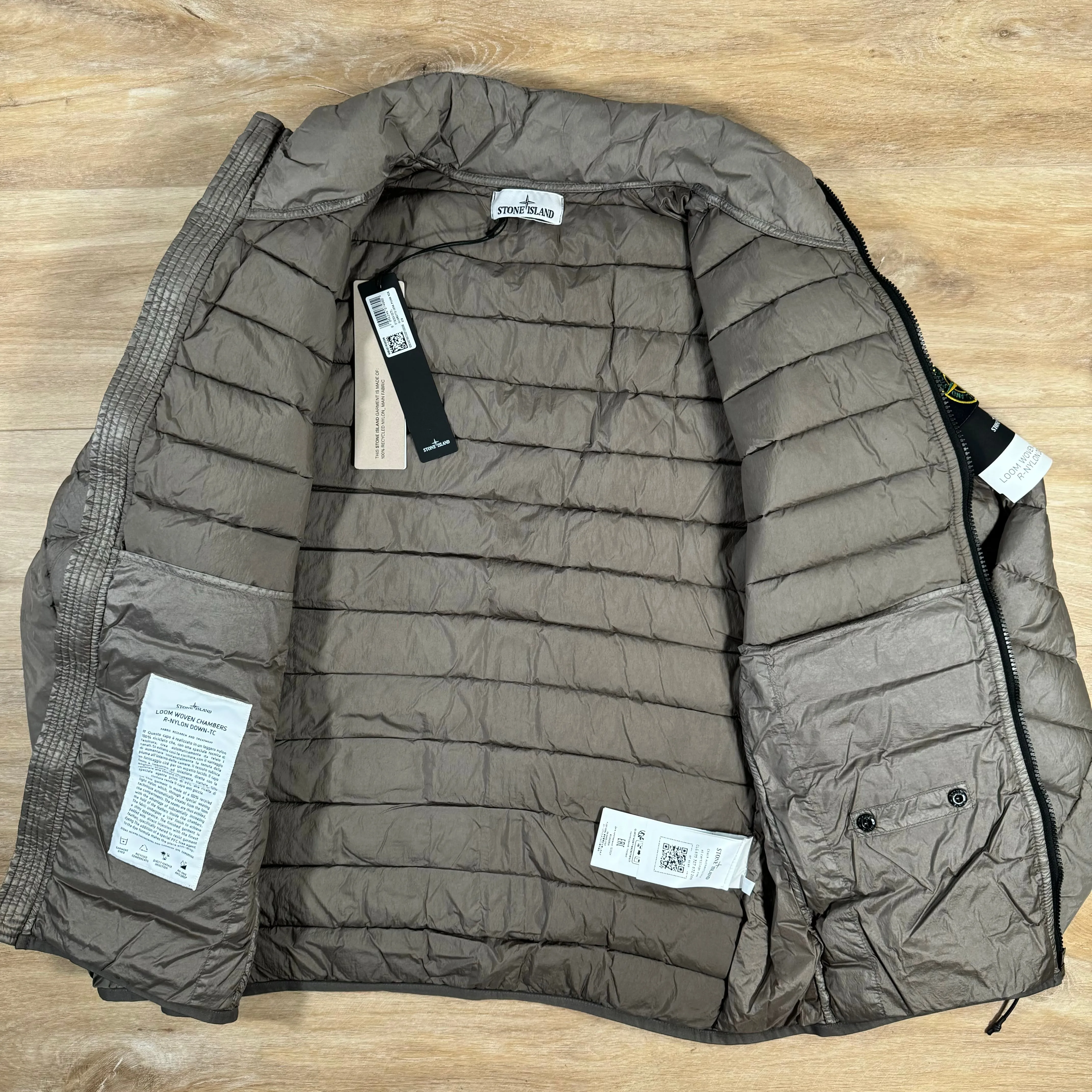 Stone Island Loom Woven Chambers Nylon Down-TC Jacket in Walnut Brown