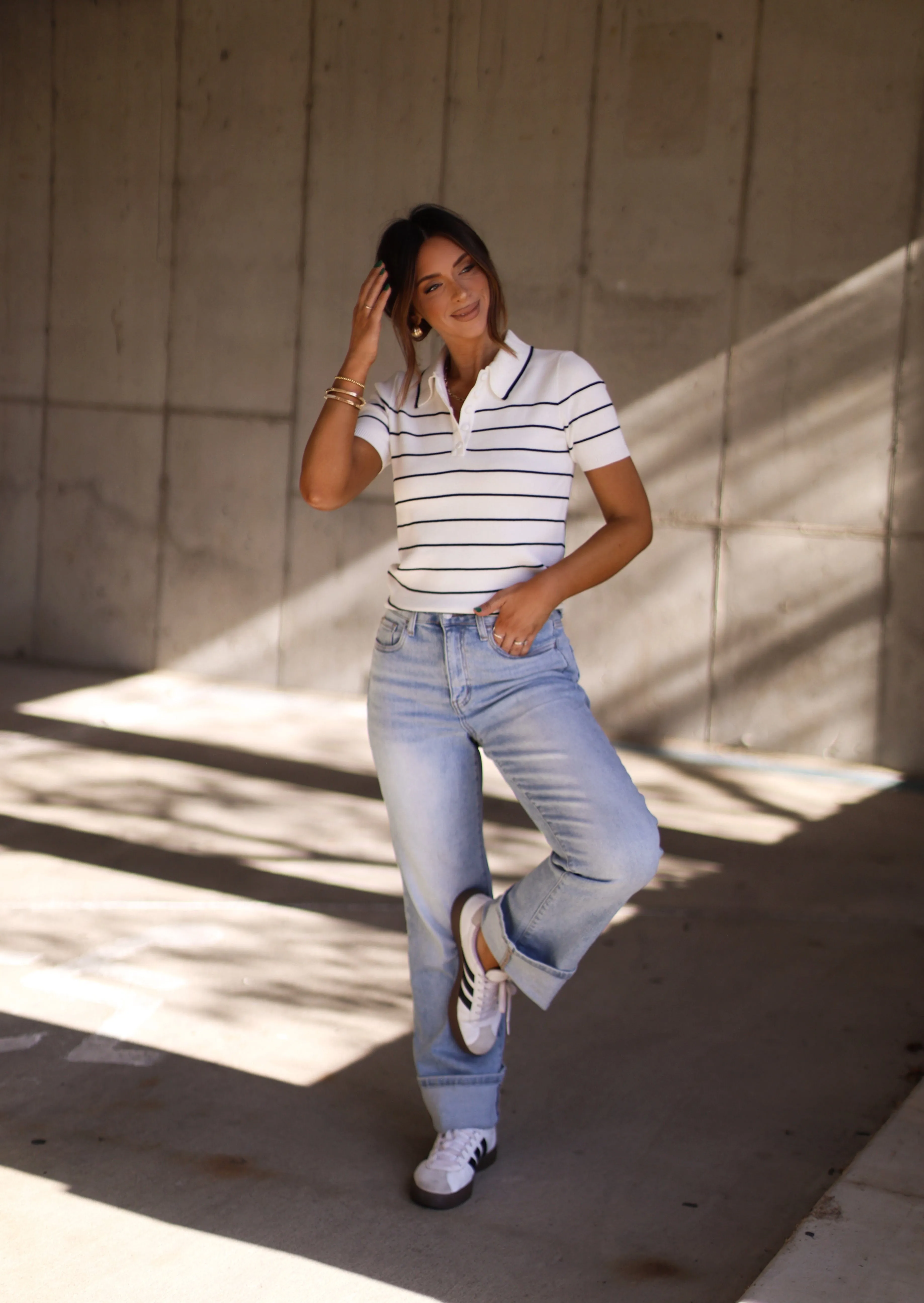 Striped Knit Polo