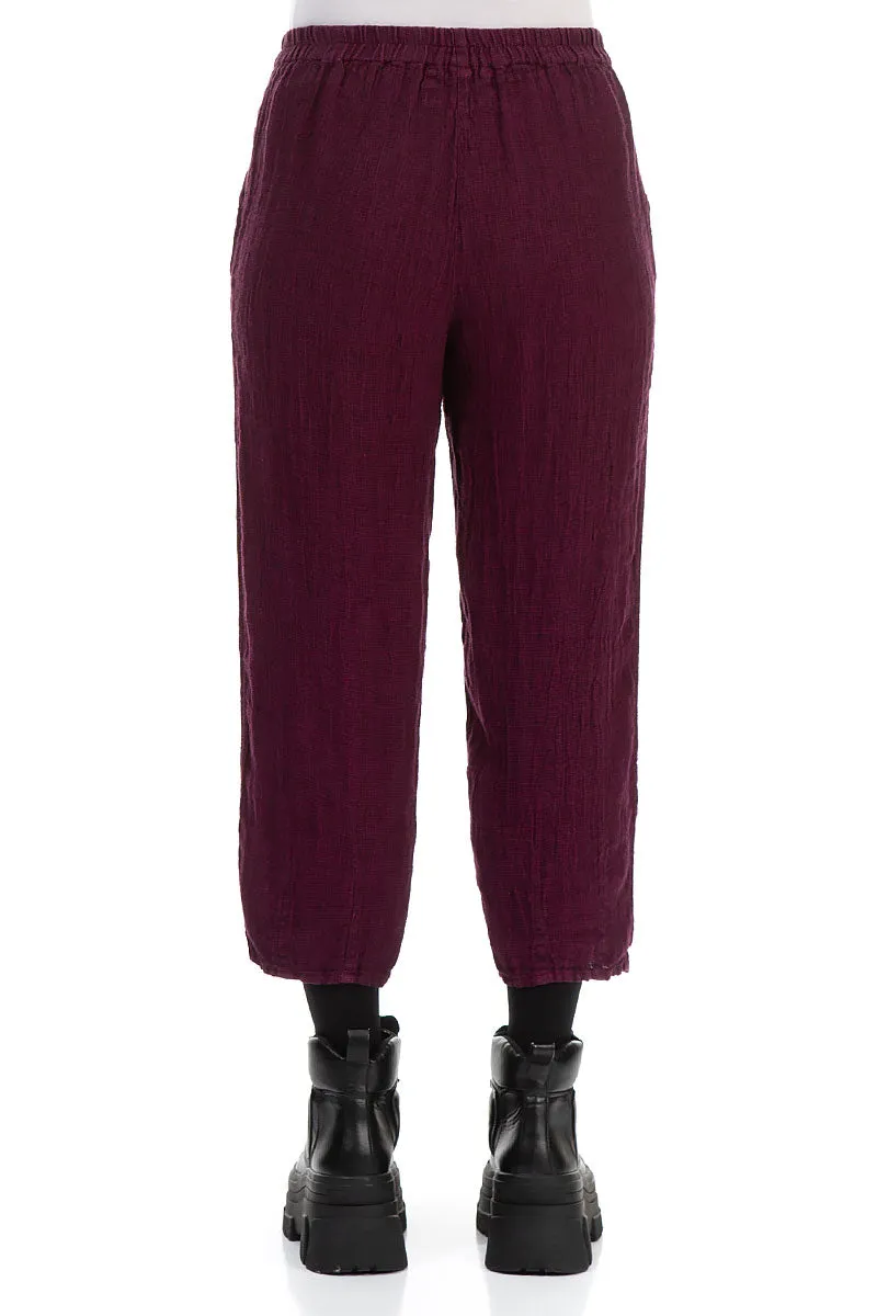 Tapered Magenta Mélange Linen Trousers