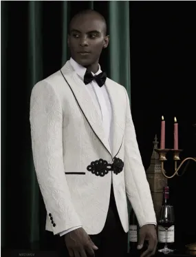 Tuxedo Ivory and Black Jacquard Jacket / Style Number J39157/220