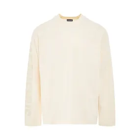 Typo Logo Long Sleeve T-Shirt in Light Beige