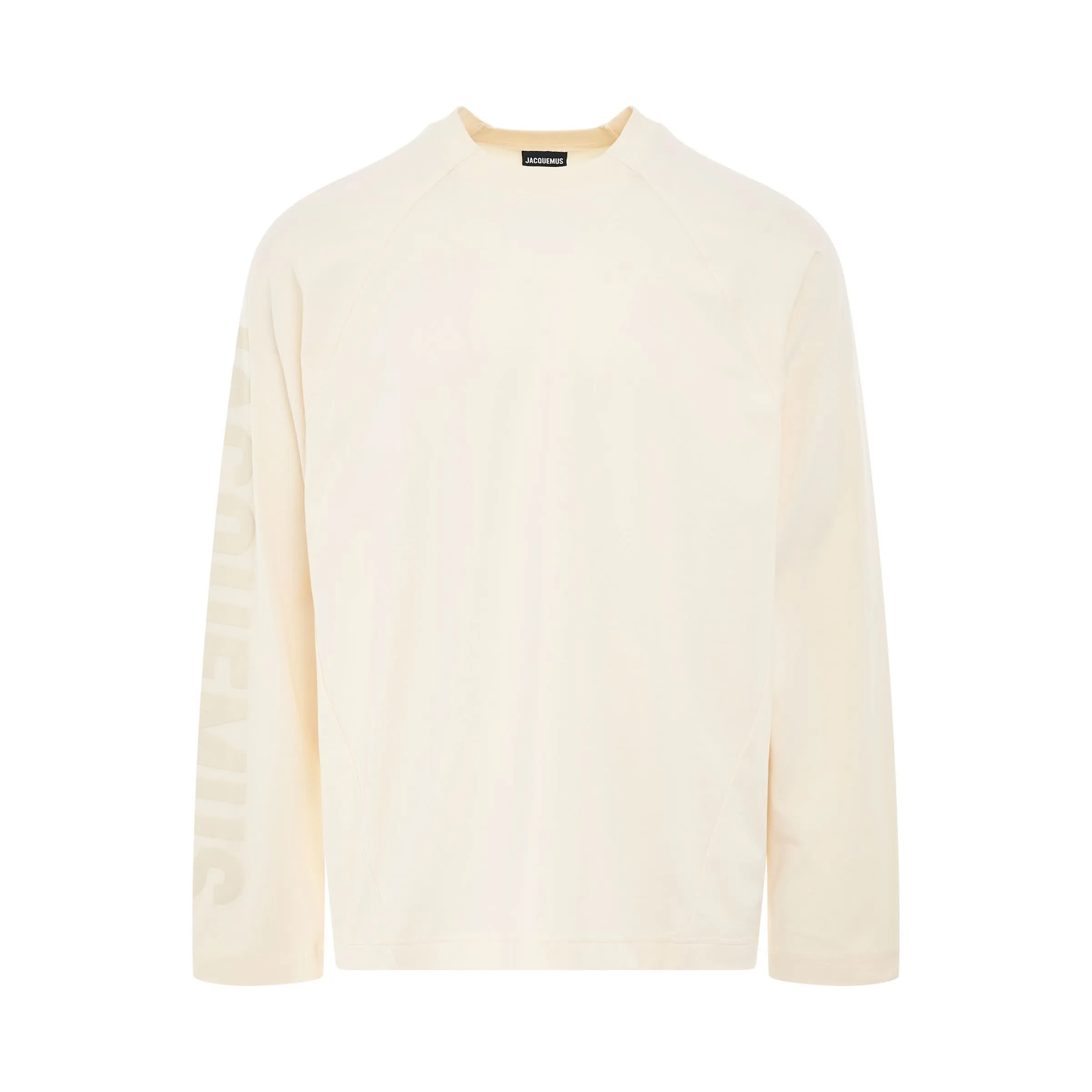 Typo Logo Long Sleeve T-Shirt in Light Beige