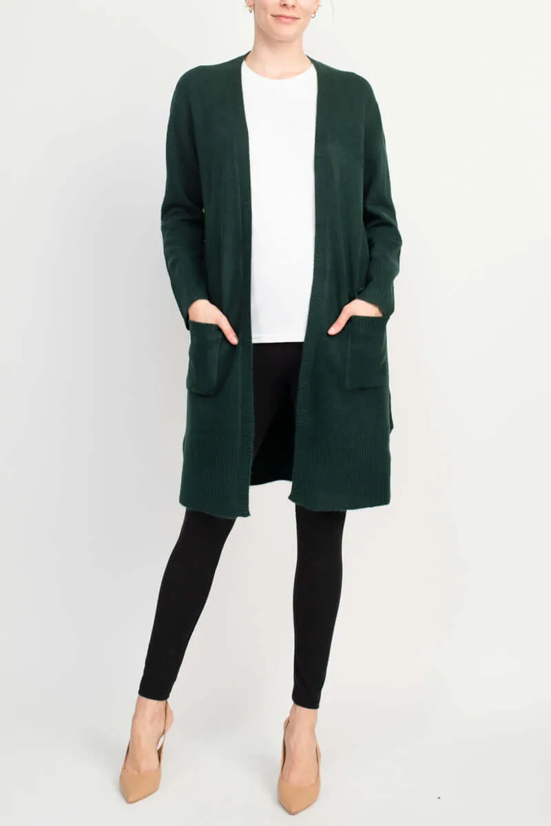 Velvet Heart Open Front Long Sleeve Ribbed Cuffs and Hem Knit Jacket with Pockets