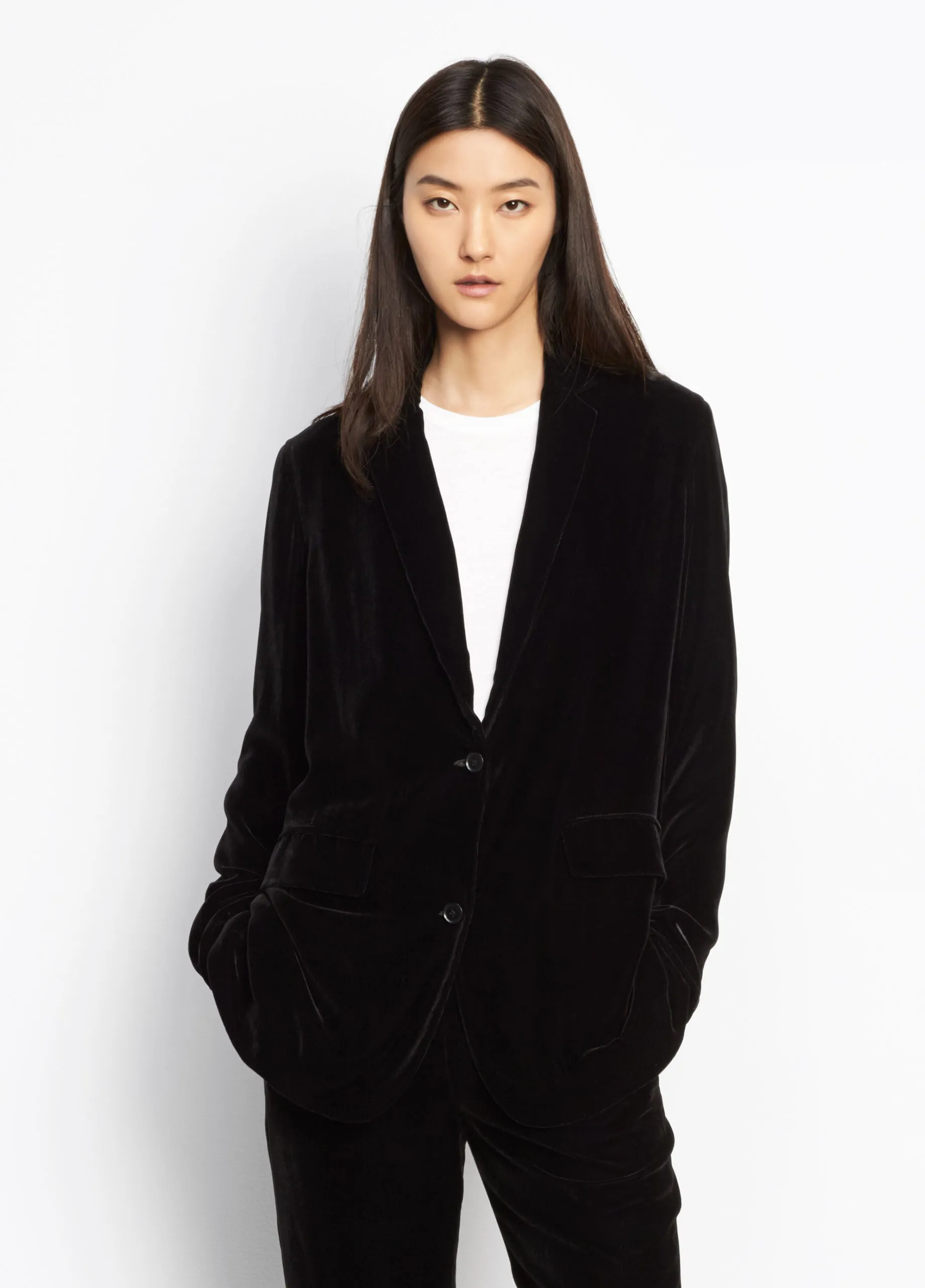 Vince Black Velvet Boyfriend Jacket