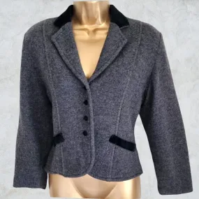 Vollmer Women's Grey Pure Wool Vintage Jacket  UK 12 US 8 EU 40 IT 44