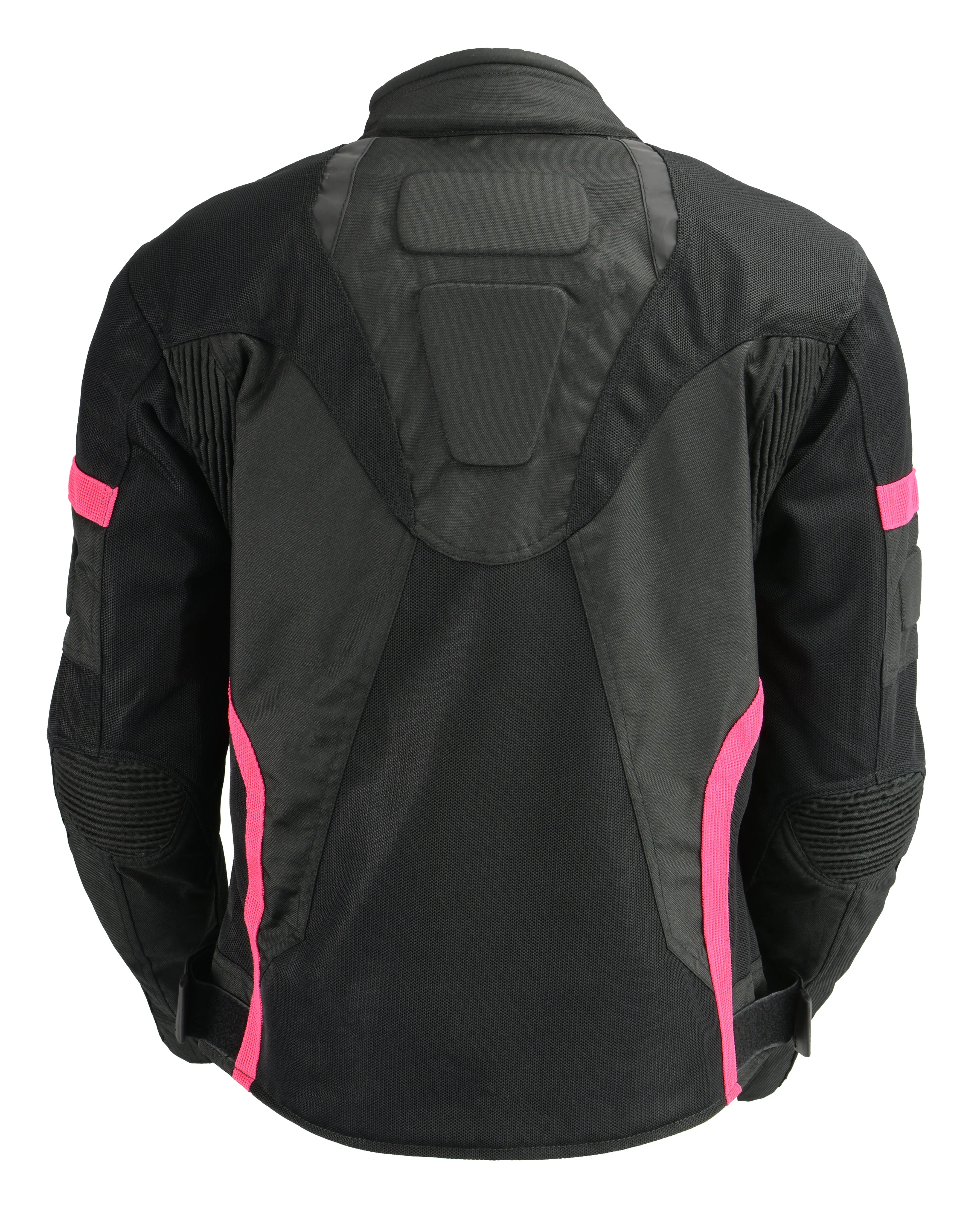 Women Black & Fuchsia Mesh Racer Jacket w/ Reflective Piping