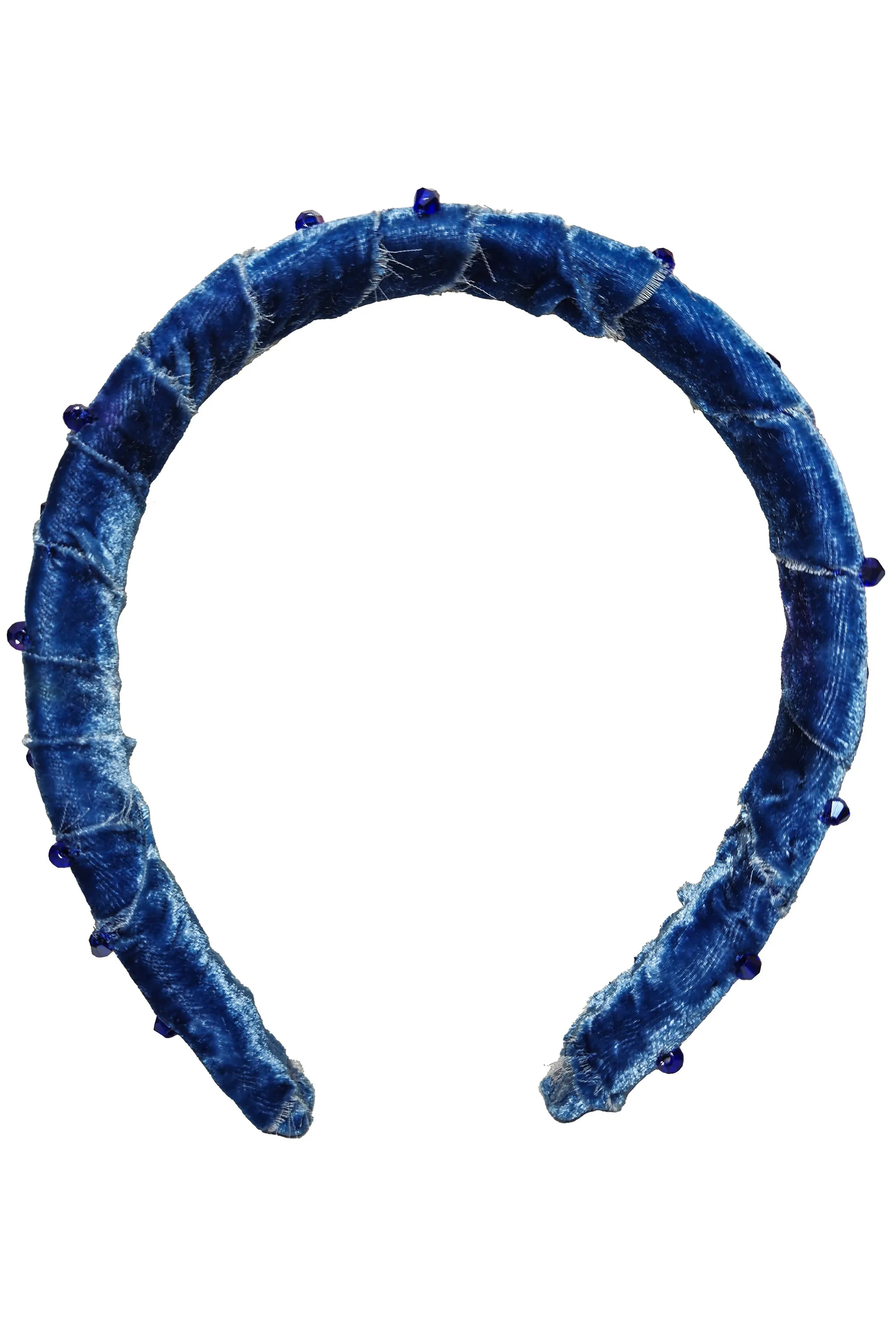 Wrapped Velvet Flat Headband - Blue