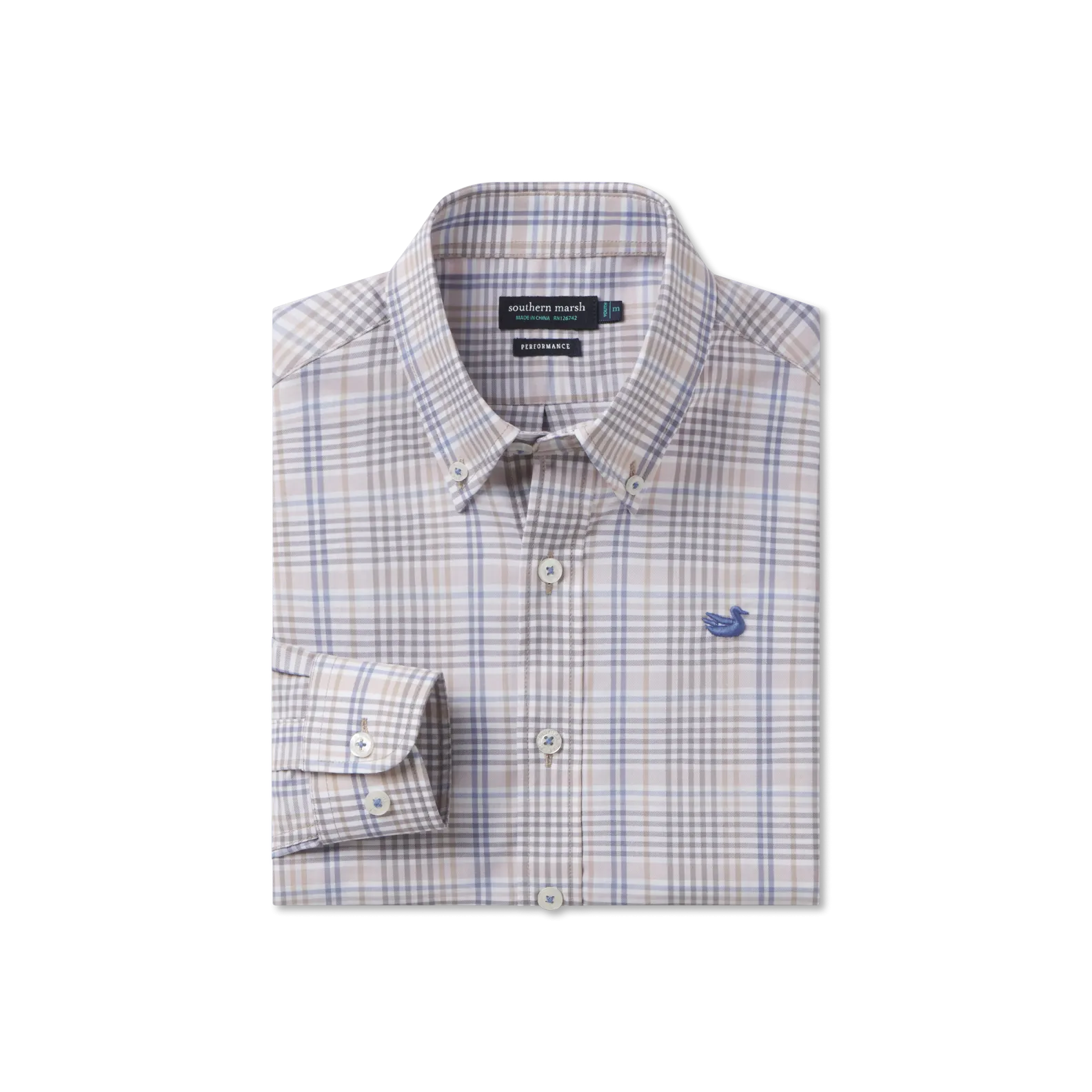 Youth Shores Windowpane Performance Dress Shirt