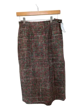 Yves Saint Laurent Size 42 Red & green Wool Tweed Pencil Skirt